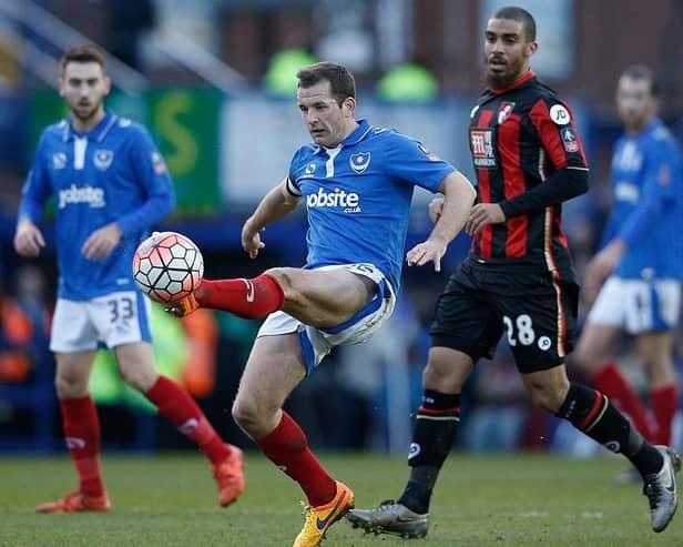 Michael Doyle in action for Portsmouth. (Photo credit should read ADRIAN DENNIS/AFP via Getty Images)