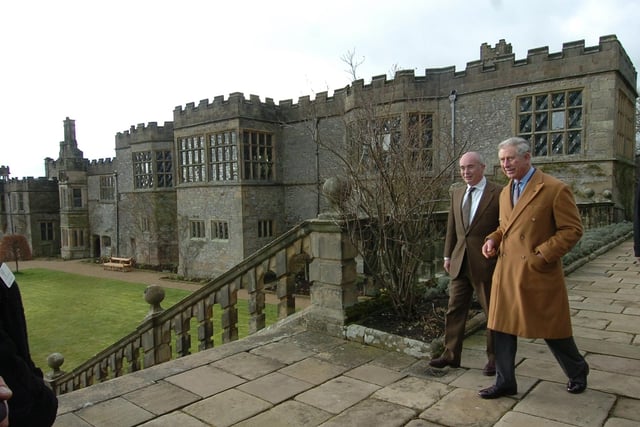 Prince Charles is shown around Haddon Hall by Lord Edward Manners.