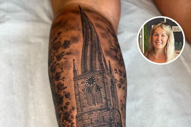 The stunning Crooked Spire tattoo was created by tattoo artist Jess Wright.