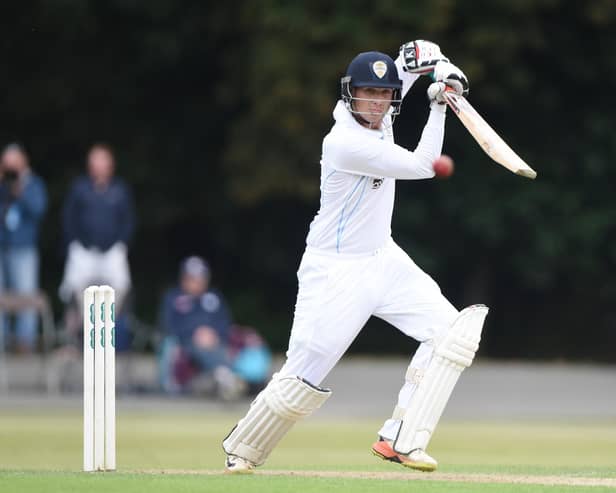 Matt Critchley finished the day unbeaten on 31, with Anuj Dal on 15, as the pair took their side close to a position of safety. (Photo by Nathan Stirk/Getty Images)