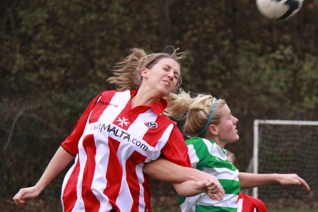 Bright in action for Doncaster Belles against Sheffield United in 2010. She'd previously been with Killamarsh Dynamos and the Blades before moving to Doncaster.