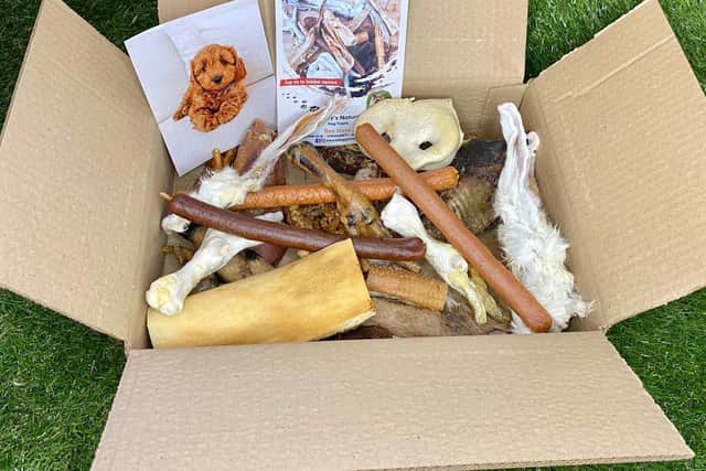 Natural Doggy Treats specialises in delivery boxes of meat off-cuts such as pig snouts, deer legs and cow hooves.