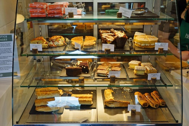 Sweet and savoury treats are on display to tempt customers.