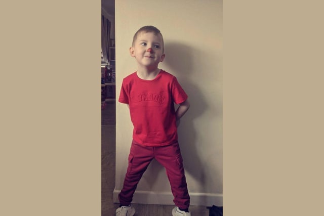 Roseleen Finneran shared a photo of Charlie, 6, who has a red nose today.