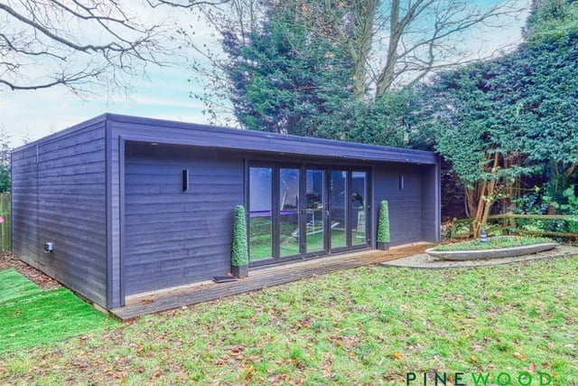 The detached outbuilding has more than  107.0 sq m of entertaining space and offers several potential uses including office, gym and garden room.