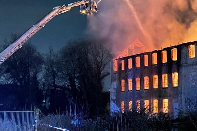 Nottinghamshire Fire & Rescue Service said the fire was tackled from the outside due to collapsing parts of the building