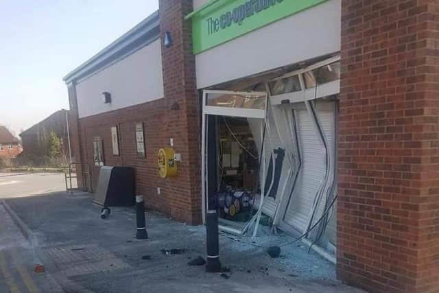The Co-op, in Inkersall, has been hit by a ram raid. Image: Coun Dean Rhodes.