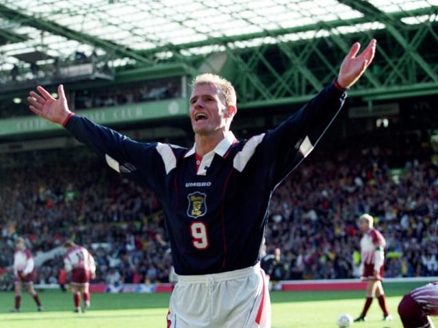 Last time Scotland's men made it, participation at France 98 was in the balance on the final day of qualifying. A win over Latvia was needed to guarantee qualification and Kevin Gallacher then  Gordon Durie (pictured) made sure.