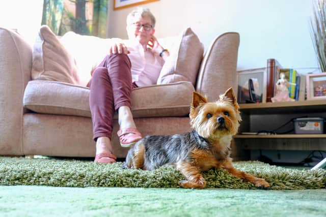 The devoted dog saved her owner’s life by scratching at her chest to alert her to a cancerous lump in her right breast.