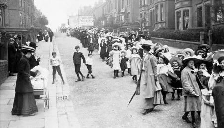 Sunday School demonstration on Clarence Road, Chesterfield.