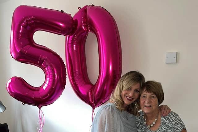Karen and mum Celia celebrate Karen's 50th birthday
