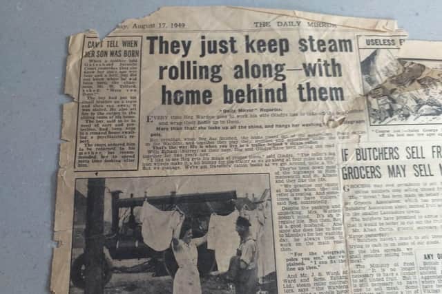 Gladys and Reg's nomadic lifestyle hit the headlines of the Daily Mirror on August 17. 1949.