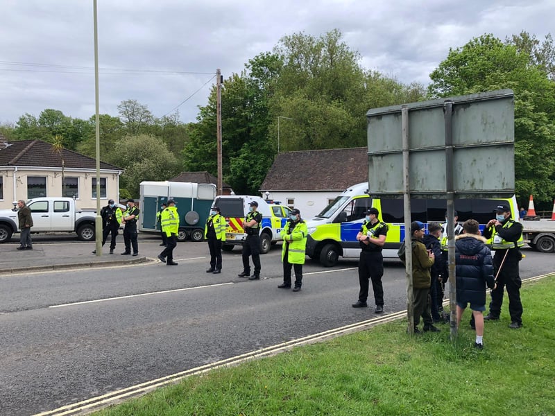 Police are now blocking the section of the road by the lay-by using police vans.