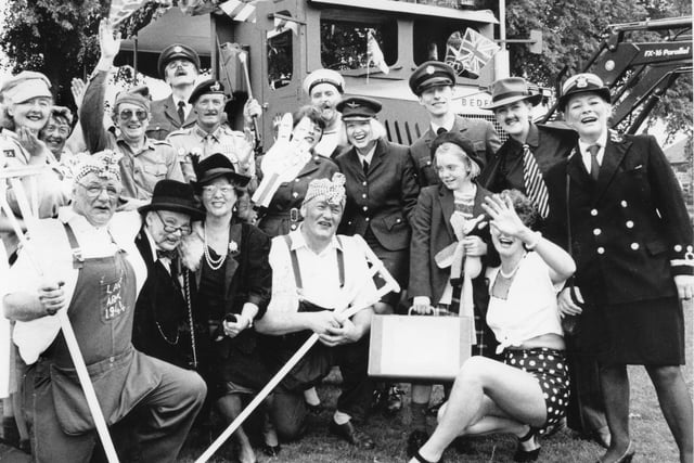 A wartime theme for these fancy-dress carnival goers in Buxton.