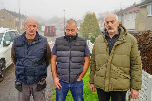 Neighbours Mark Allen, Richard Bargh and Richard Eden start the major clean-up after up to 40 homes were inundated when Press Brook in Clay Cross breached on Friday morning.