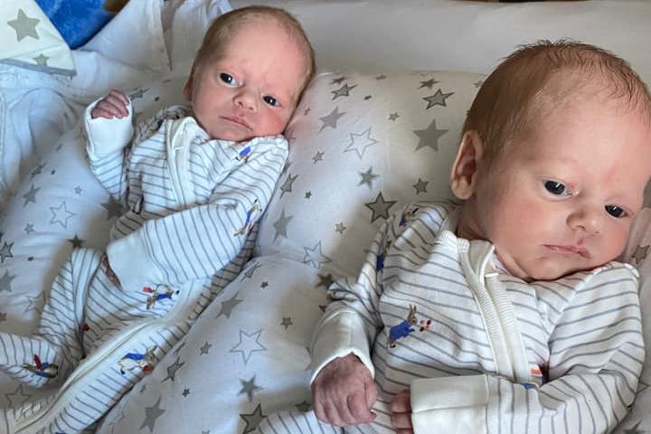 Sarah Wilmot, said: "Elliott & Ralph! Born 3.1.21 4 weeks early!"