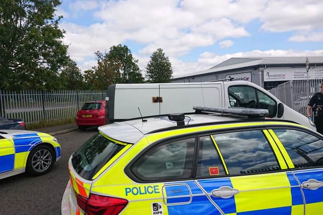 Officers stopped the van at junction 28 of the M1 near Alfreton in Derbyshire.