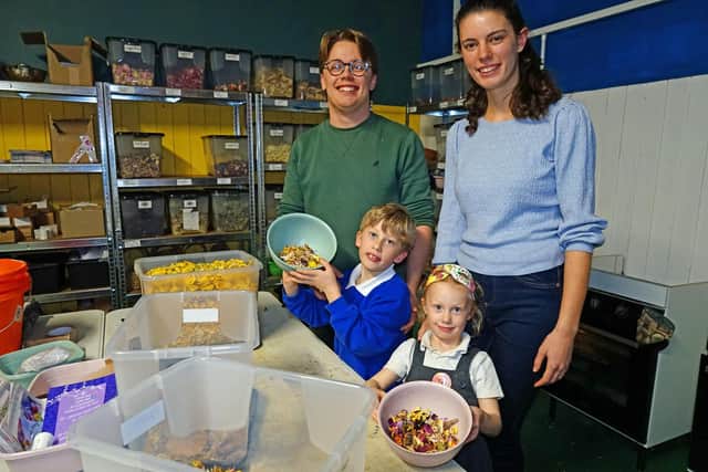 The owners of family business Ezra's Confetti, Nathan, Catherine, Ezra and Ivy Burns. (Photo: Brian Eyre/Derbyshire Times)