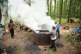 Sustainable charcoal is made at Longway Bank Wood. The sustainable BBQ fuel is made in a managed woodland between Crich and Wirksworth in Derbyshire. Picture by Rod Kirkpatrick/F Stop Press.