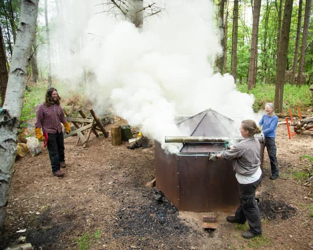 Sustainable charcoal is made at Longway Bank Wood. The sustainable BBQ fuel is made in a managed woodland between Crich and Wirksworth in Derbyshire. Picture by Rod Kirkpatrick/F Stop Press.