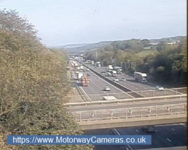 Highways England report that the entry slip at junction J29A on M1 is currently closed. This is due to a broken down lorry and shed load on the motorway.