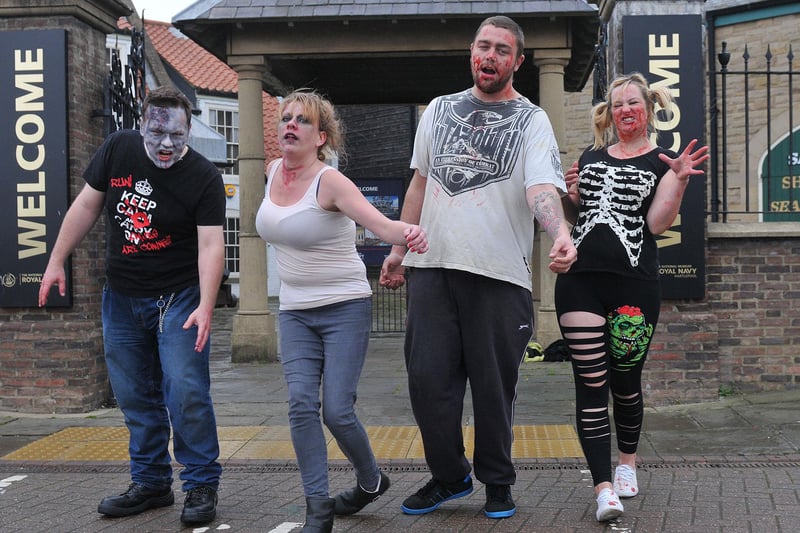 Chris Griffiths, Eve Hallcup, Matty Shea and Kate Barrett who were taking part in a charity Zombie walk 5 years ago. Remember it?