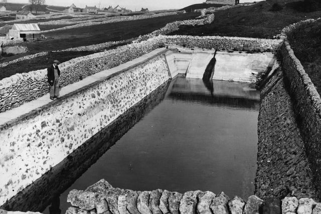 A reservoir at Middleton with little water left due to drought pictured in May 1936 .  (Photo by Fox Photos/Getty Images)