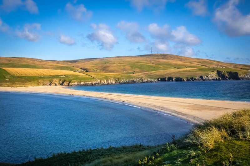 Home to crystal clear waters and golden sands, St Ninian’s Beach is a narrow stretch of land which connects the small isle to Shetland, and offers plenty of activities for visitors to do, from kayaking to wind surfing.