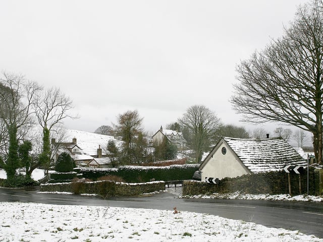 This is on the Cheshire side of the Peak District - the village's biggest attraction is the Shrigley Hall Hotel & Spa.