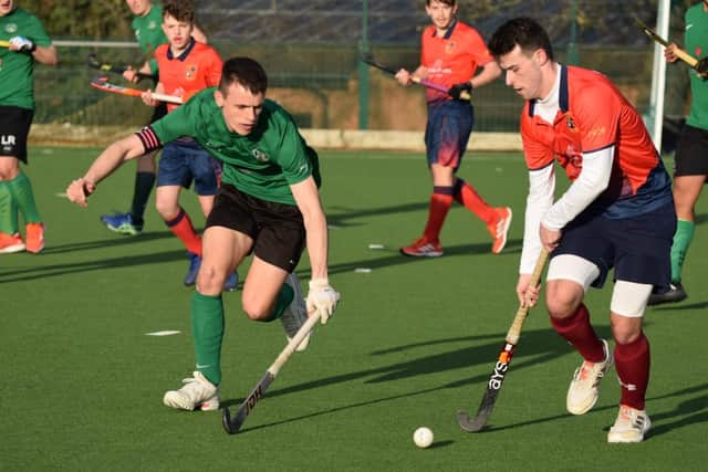 Jon Moores (left) in action against Sheffield Hallam. Photo: Chris Moores.
