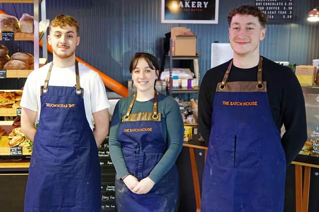 Bakery at the Batch in Chesterfield's Glassyard. Keiran Collacott, Dani Key and Fletcher Roe.