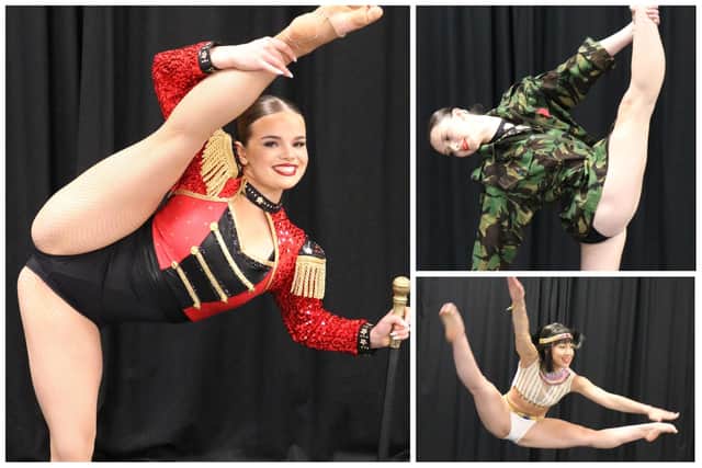 Phoebe Bell, Vienna Harkness and Yasmin Brien, clockwise from left, will be displaying their skills in the final of Miss Dance of Great Britain on Sunday, June 11, 2023.