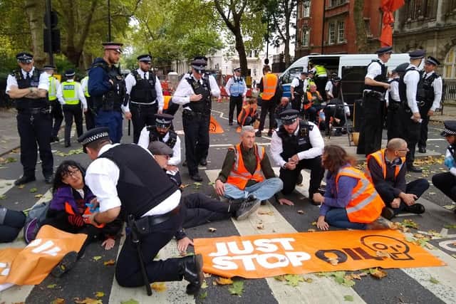 The protesters were blocking traffic for five days in a row, demanding that the government commits to ending all new UK fossil fuel licences.