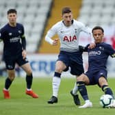 Tyree Wilson in action for Derby County U23s against Tottenham in Premier League 2.
