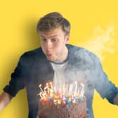 Harry Baker celebrates turning 10,000 days out in his live show at Sheffield City Hall on October 28,2021.