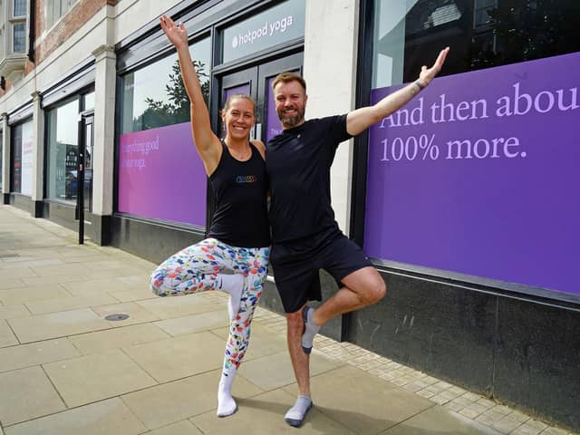 Pictured here are Chris Wilkinson, the studio’s owner (right) and Gemma Skilton, yoga teacher. Chris has signed a 10-year lease on unit seven – a 1,420 sq ft unit located at the top of Elder Way. The new studio on Elder Way will offer an immersive yoga experience. Those attending classes will use a pod as a safe environment to practice yoga in 37-degree heat, while maximising the senses through relaxing sounds and calming scents.