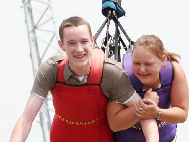Ian Potts (19) proposes to Sammi Upchurch (19) after they had both been on the Skycoaster ride