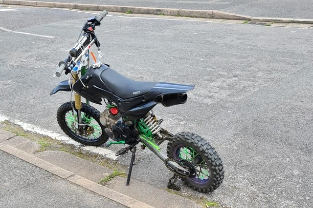 The DRPU reported today that children had been seen engaging in “dangerous behaviour” by riding this motorcycle in Chaddesden. The bike was found, having been abandoned, and officers said it was “destined for the scrap yard”.