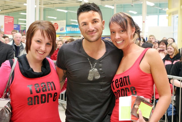 Peter Andre, pictured here signing his new album in Chesterfield Tesco, with fans Samantha Caunt and Melanie Price.