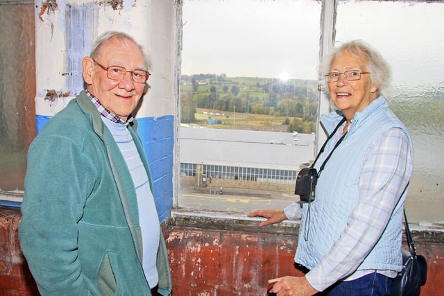 World heritage site discovery days, Belper. Roy and Anne Fisher looking at the view from the East Mill.