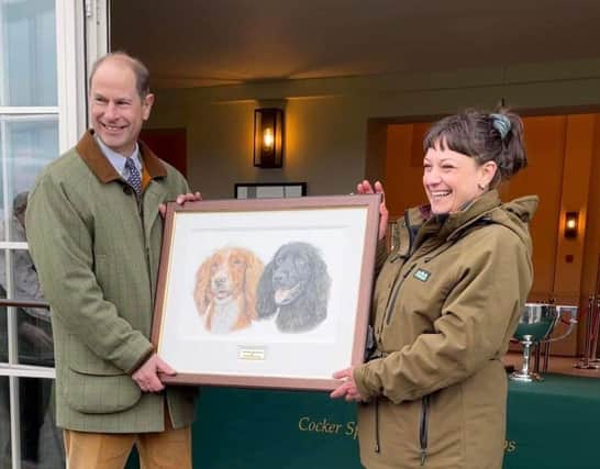 HRH Prince Edward, Earl of Wessex graciously accepting the drawing done by Nina Kurzweil on behalf of his mother Her Majesty The Queen. Pic submitted