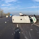 The van on the M1 after the crash.