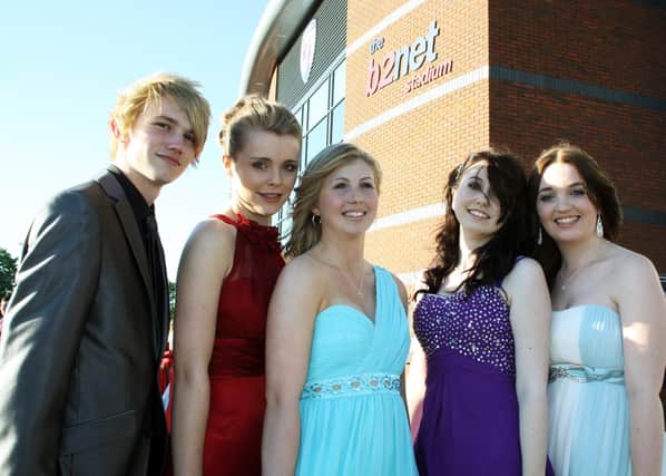 Brookfield School prom at the B2net Stadium in 2012 - Ryan clark, Amy Carty, Rebecca Hamilton, Ella Snowball and Beth Cartwright