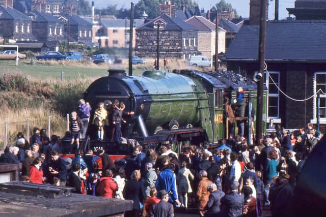 Barrow Hill Depot Open Day in 1974 when the world-famous Flying Scotsman attracted the crowds.