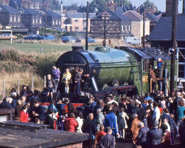 Barrow Hill Depot Open Day in 1974 when the world-famous Flying Scotsman attracted the crowds.