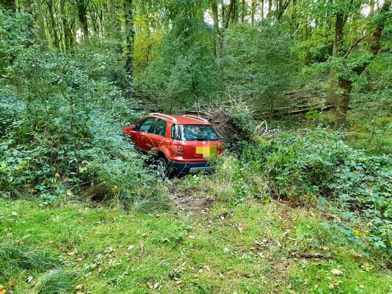 Derbyshire RPU posted this image after a drive tried to evade officers by going off-road in Shipley