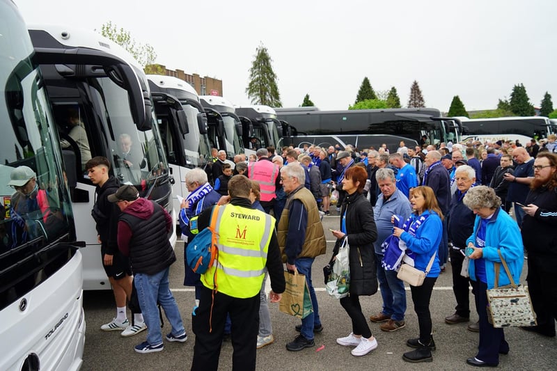 Coaches of Chesterfield FC fans head to Wembley.