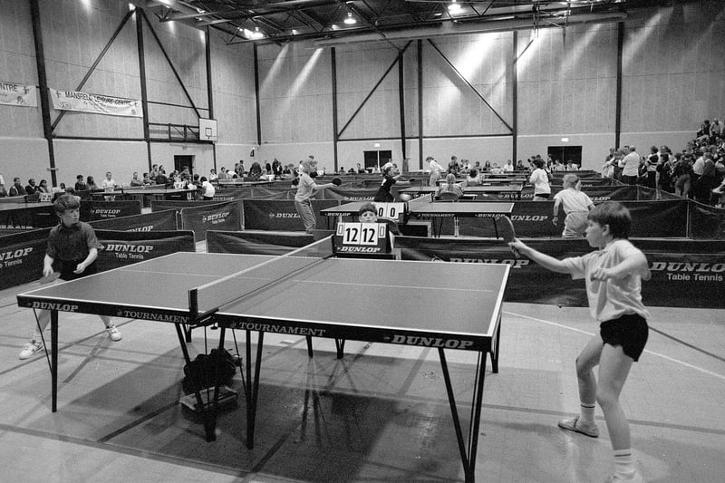 Schools Table Tennis at Mansfield Leisure Centre in 1990