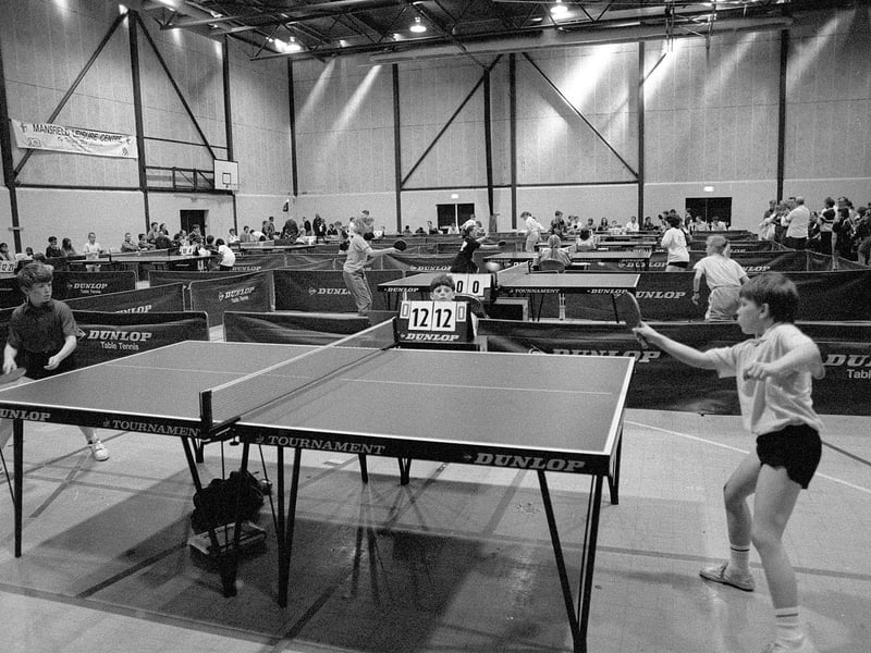 Schools Table Tennis at Mansfield Leisure Centre in 1990