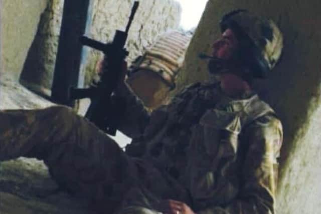 Ben pictured here after having pushed the Taliban out of Compound 18 as part of a combined company of around 30-40 troops.